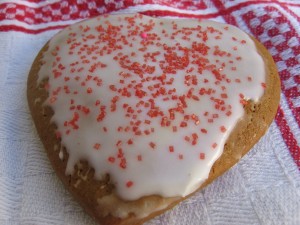 iced molasses heart cookie