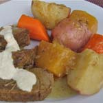 Simple and Healthy Oven Pot Roast with Vegetables and Horseradish Sauce