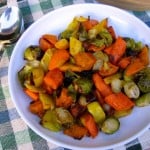 Roasted Brussels Sprouts, Carrots, Sweet Potatoes, and Onions