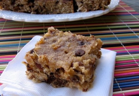 Skinny Banana Coconut Chocolate chip Squares Skinny Banana Coconut Chocolate Chip Bars
