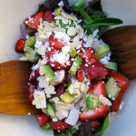 Mixed Greens, strawberries, Chicken, Goat Cheese & Avocado