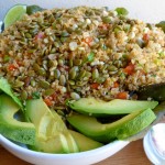 Lightened Up Quinoa & Corn Salad with toasted Pumpkin Seeds