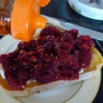 Toast with Raspberries, Laughing Cow Cheese, & Honey