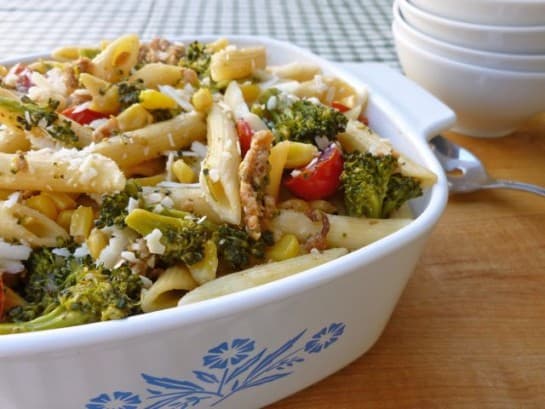 Skinny Sausage Pasta with Vegetables for Weight Watchers