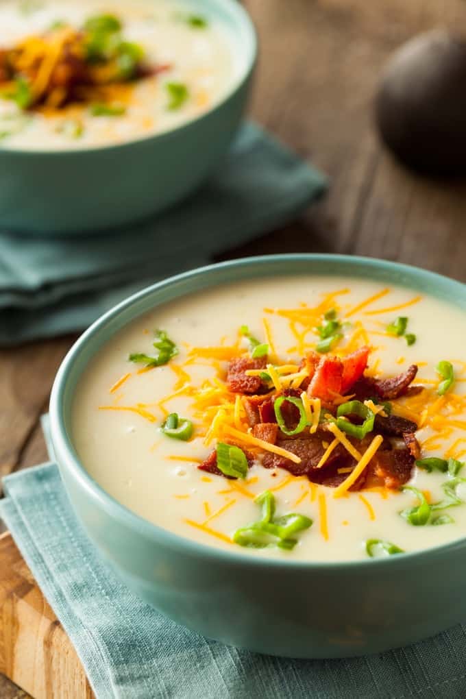 Creamy Loaded Baked Potato Soup with Bacon, Cheese and Green Onion