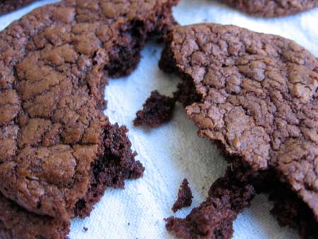 Chewy Chocolate Cookies Broken in Half