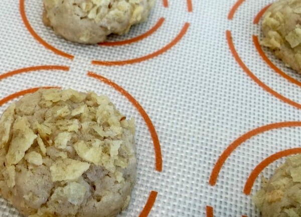 potato chip cookies on baking sheet