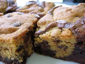 Chocolate Chip Cookie Dough Brownies Up Close