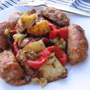 Sausage, Peppers, Onions and Potatoes in the Oven