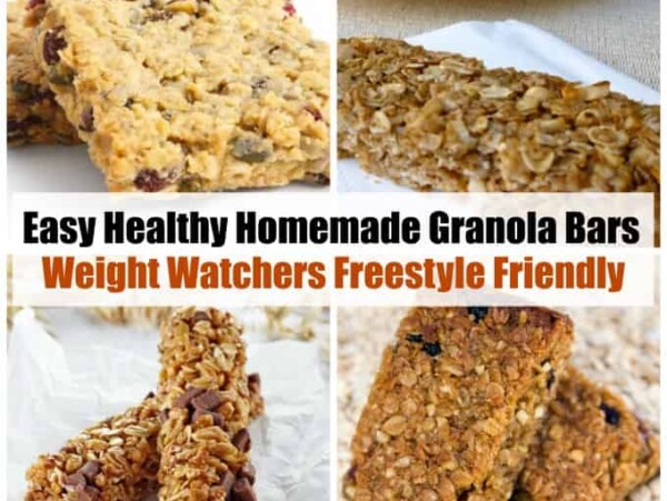 4 granola bar images collage with text