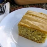 healthy low fat banana cake with peanut butter frosting