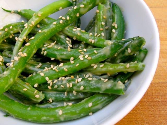 Green Beans Tossed in Creamy Miso-Sesame Sauce