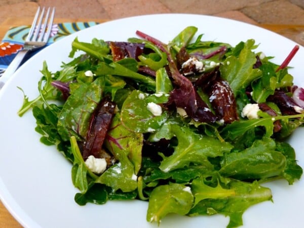 Mixed Green Salad with Goat Cheese and Dates