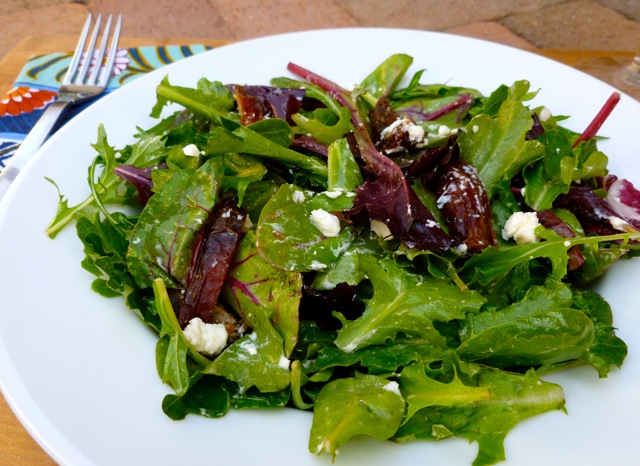 Mixed Green Salad with Goat Cheese and Dates