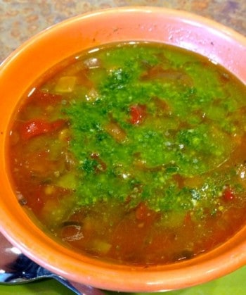 Low Fat Garden Vegetable Soup with Pesto