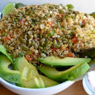 Lightened Up Quinoa & Corn Salad with toasted Pumpkin Seeds