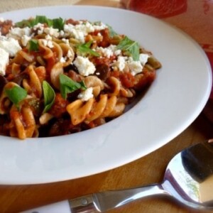 Tomato Chicken Feta Pasta