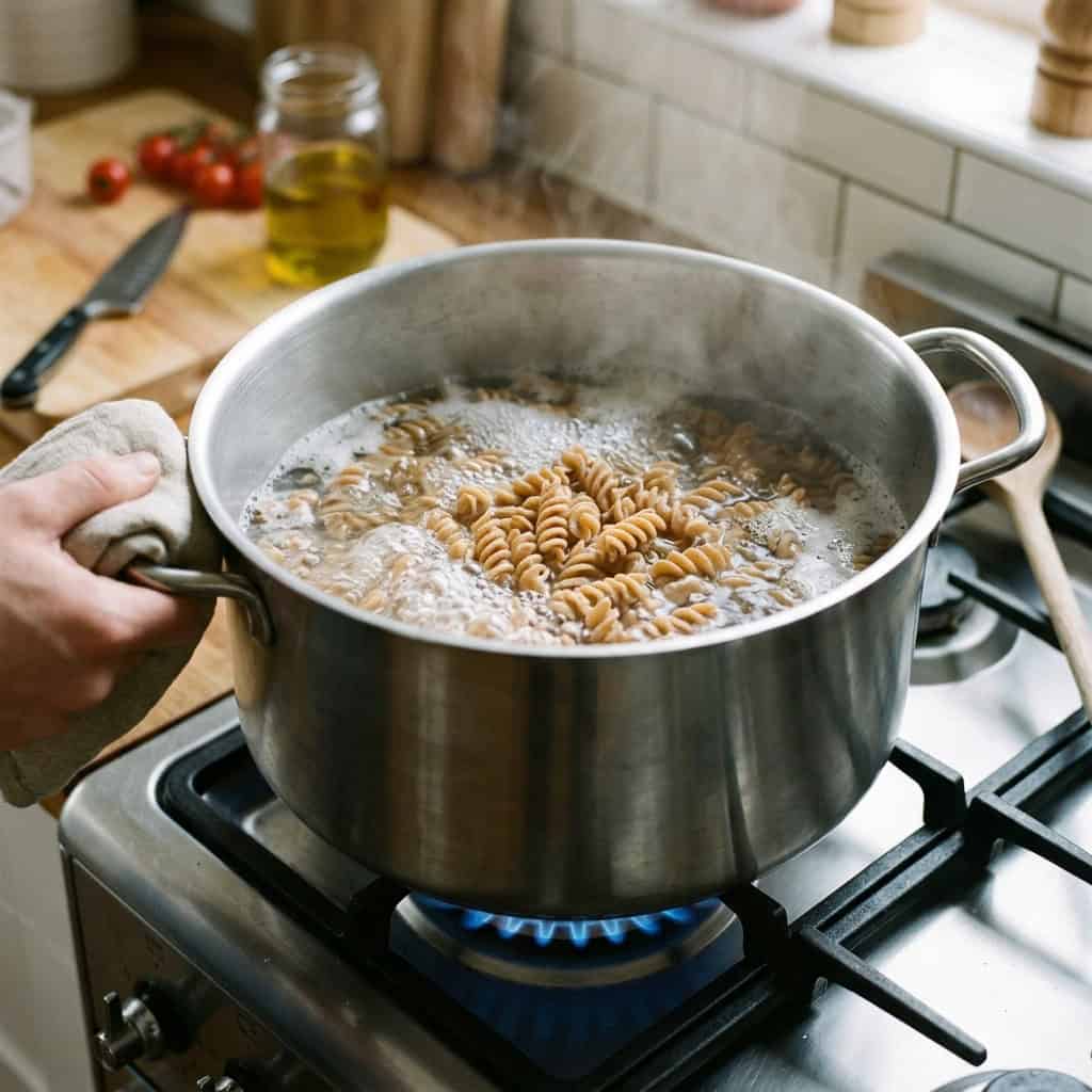 Cooking whole wheat pasta on stove