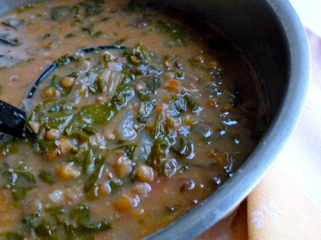 Pot of Lentil Swiss Chard Soup