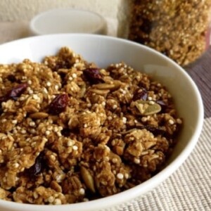 Low Fat Pumpkin Spice Quinoa Cranberry Granola