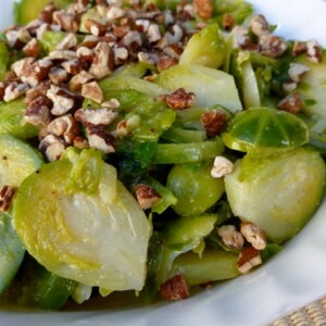 brussels sprouts salad white bowl from above