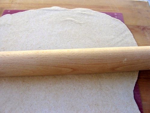 Rolling pin and flatbread dough