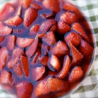 Strawberries in Red Wine and Cassis Liqueur