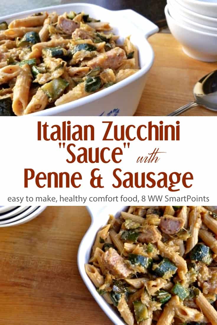 Italian Zucchini "Sauce" with Penne & Sausage | Simple Nourished Living