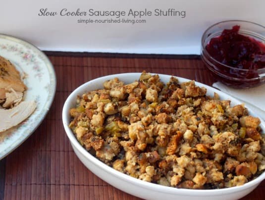 Low Fat Slow Cooker Sausage Apple Stuffing Simple Nourished Living