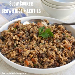 savory slow cooker brown rice and lentils