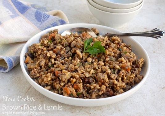 slow cooker brown rice and lentils