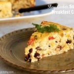 Weight Watchers Brunch Recipes - Slow Cooker Southwest Breakfast Casserole brown pottery plate