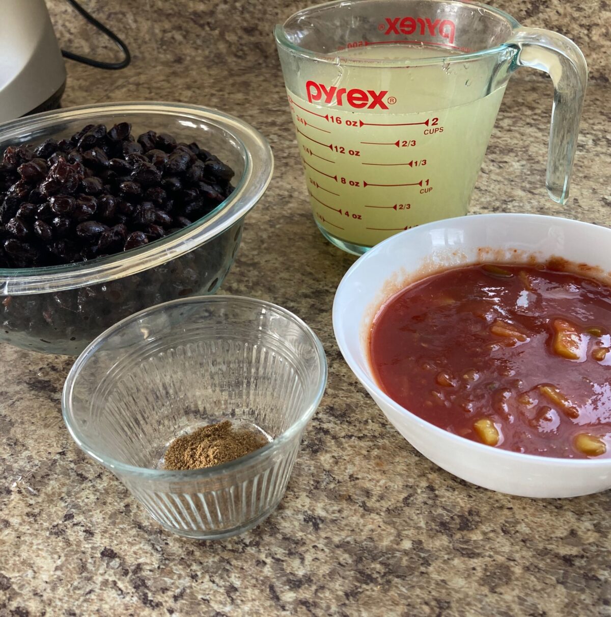 4-Ingredient Black Bean Soup Ingredients. Black Beans, Broth, Cumin, Fruit Salsa