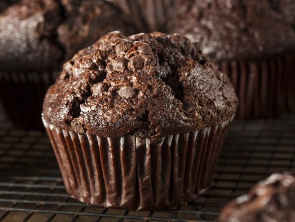 Homemade Dark Chocolate Muffins to Eat at Breakfast