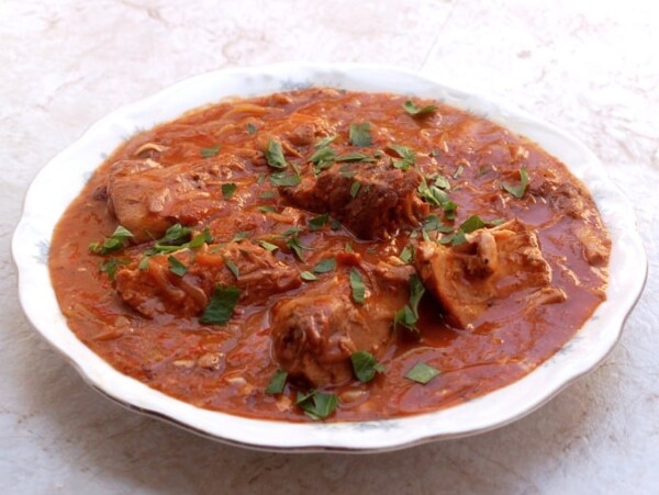 Pork Chops with Tomato Sauce China Bowl