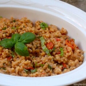 Farro with tomatoes, basil and Parmesan