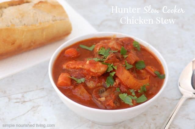 Hunter Slow Cooker Chicken Stew topped with fresh cilantro