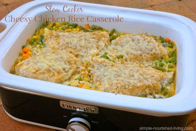 Slow Cooker Cheesy Chicken and Rice Casserole