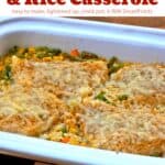 Casserole Crock Pot with cheesy chicken and rice casserole.
