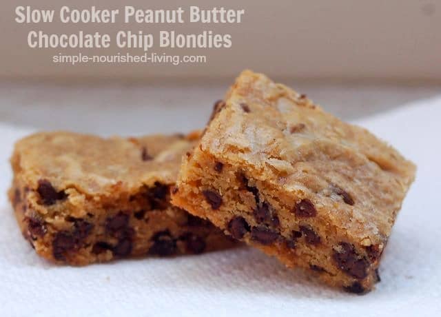 Slow Cooker Peanut Butter Chocolate Chip Blondies