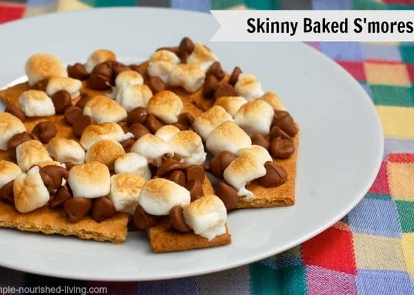 Skinny Baked Smores white plate checked mat