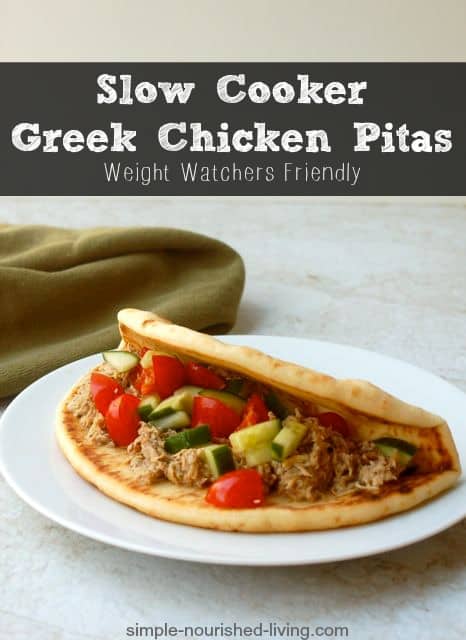 Slow Cooker Greek Chicken Pitas - 4 Weight Watchers Freestyle SmartPoints