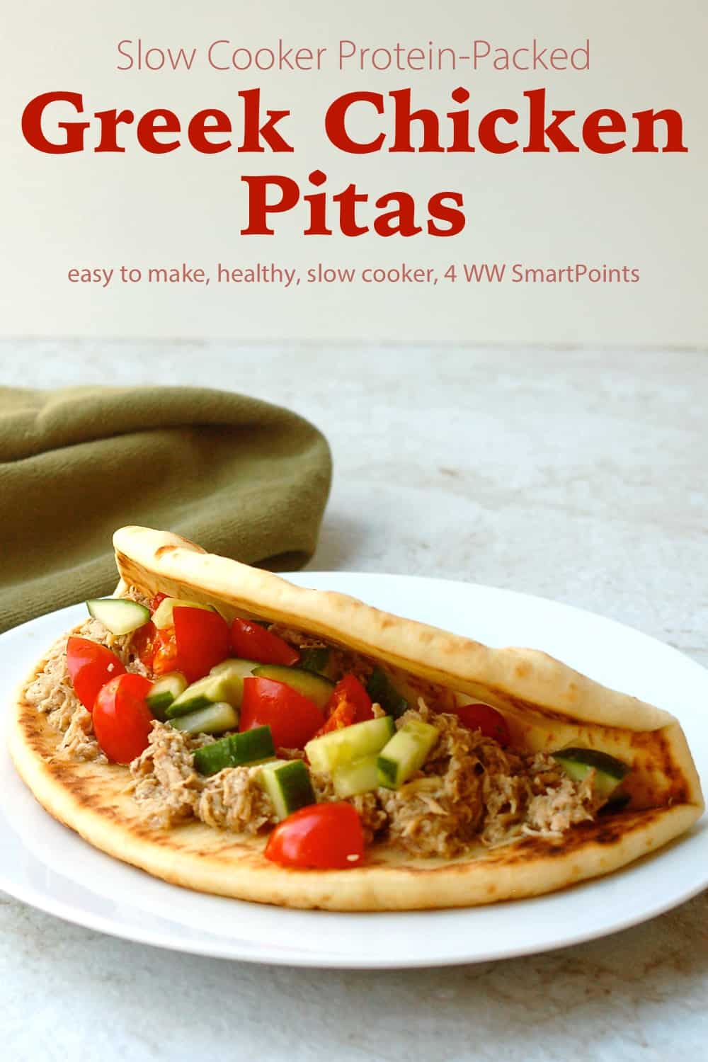 Healthy Slow Cooker Greek Chicken Pitas | Simple Nourished Living