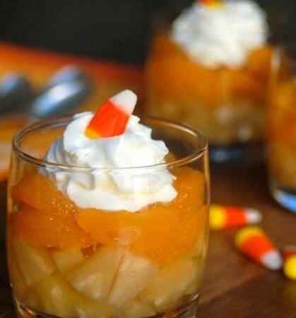 Healthy Halloween Candy Corn Fruit Parfaits for Weight Watchers
