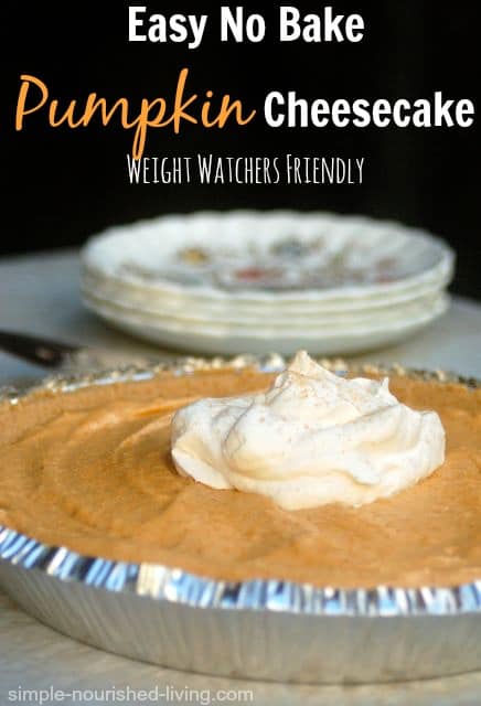 No-Bake Pumpkin Cheesecake with whipped cream topping