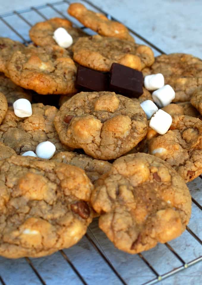 S'mores Cookies on cooling rack