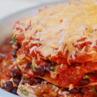 Easy Stacked Chicken Enchiladas with Black Beans Weight Watchers Friendly