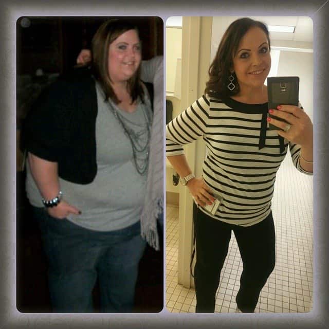 Before and After Picture of Melissa During Her Weight Loss Journey