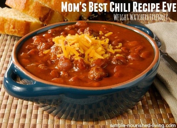 Mom's Best Chili Recipe Ever with Weight Watchers Points