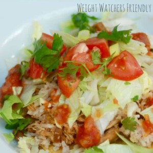 Skinnhy slow Cooker Chicken and Pinto Bean Tostadas Weight Watchers